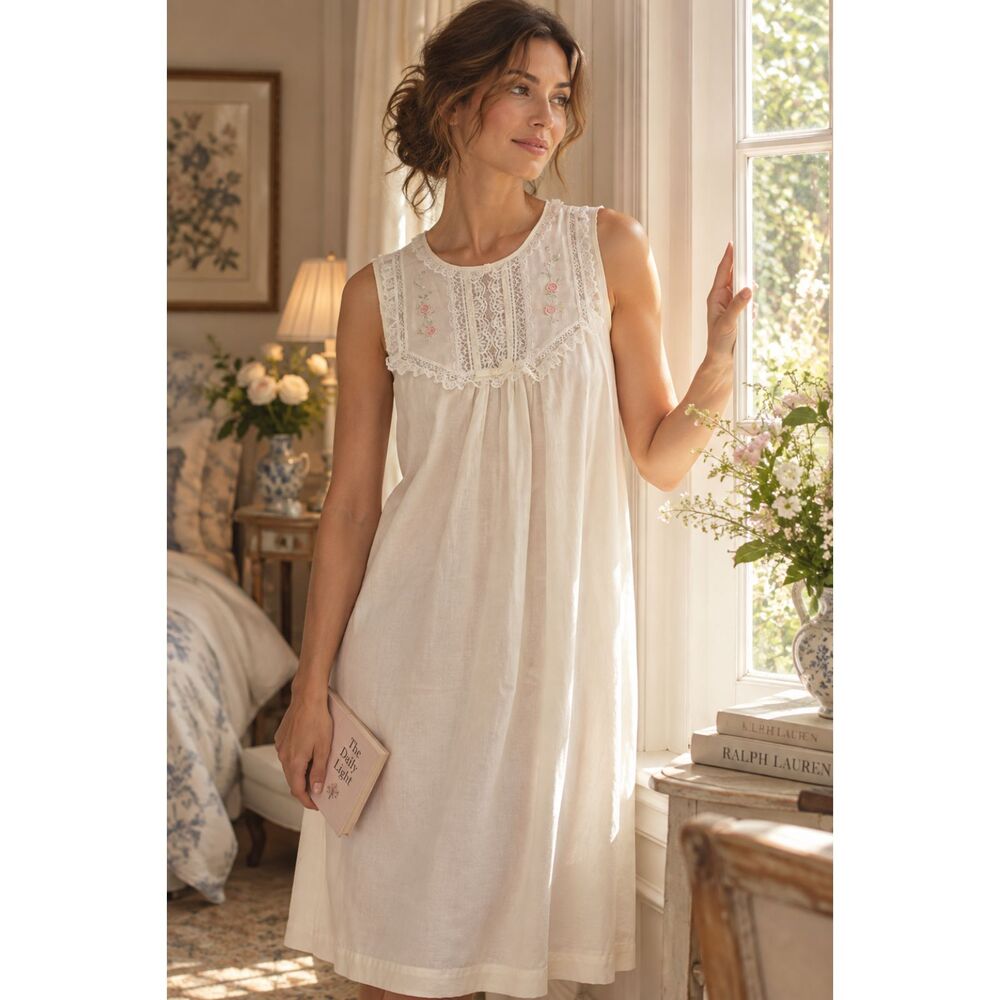 Vintage Barbizon Nightgown Med NWT Ivory Lace Embroidered Romantic Cottagecore